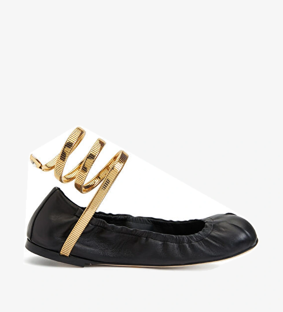 Juniper Siyah Gold Kadın Deri Babet - Görsel 1