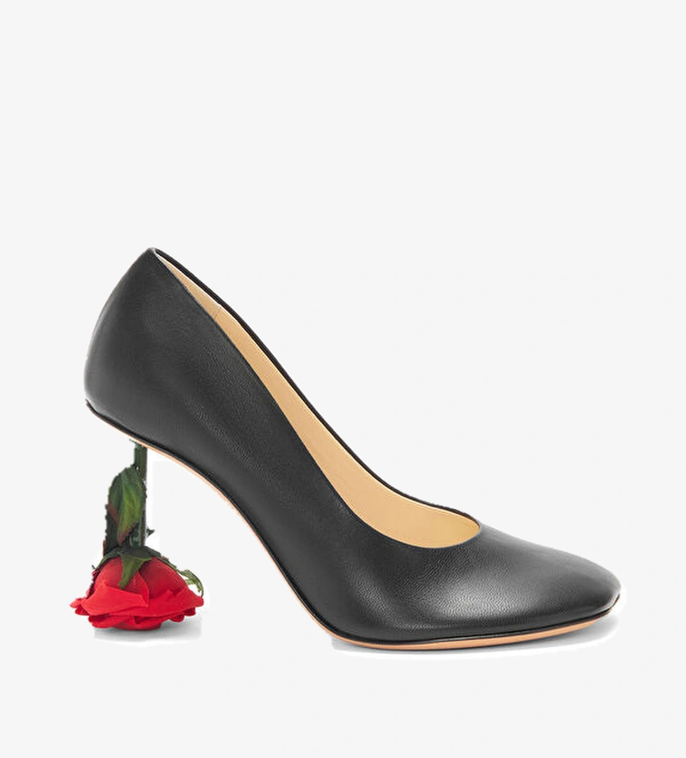 Loewe Toy Rose Siyah Deri Topuklu Ayakkabı model görseli