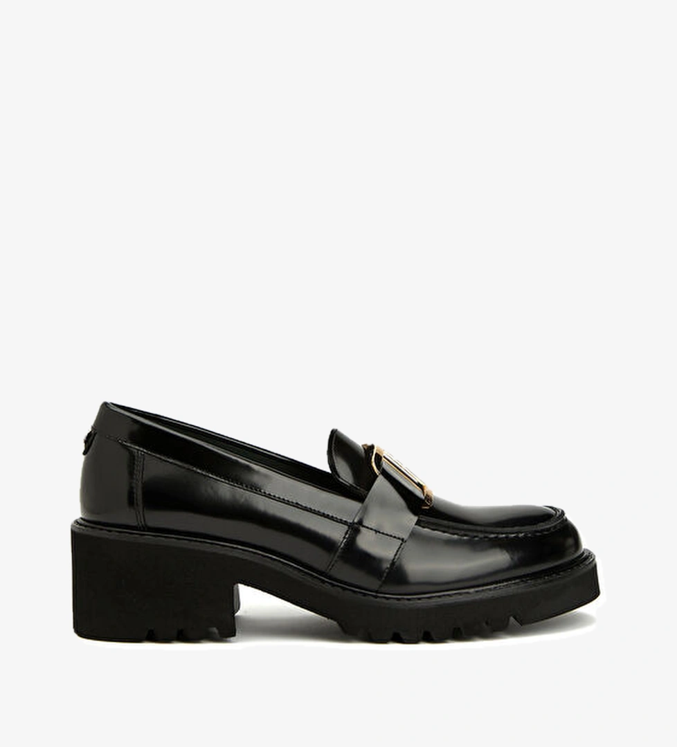 George Hogg Siyah Kadın Deri Loafer model görseli