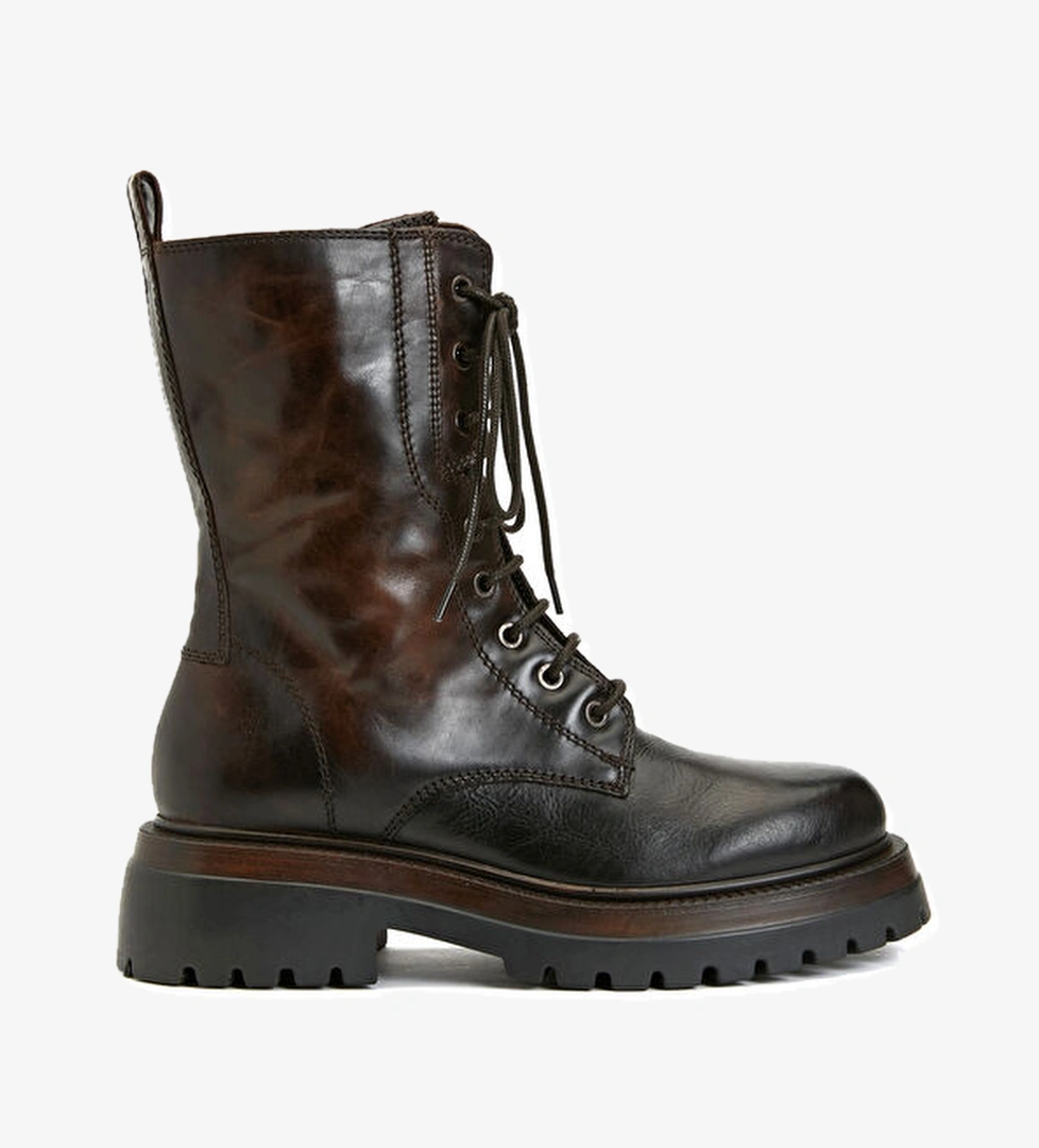 Kahverengi Kadın Deri Bot - Görsel 1