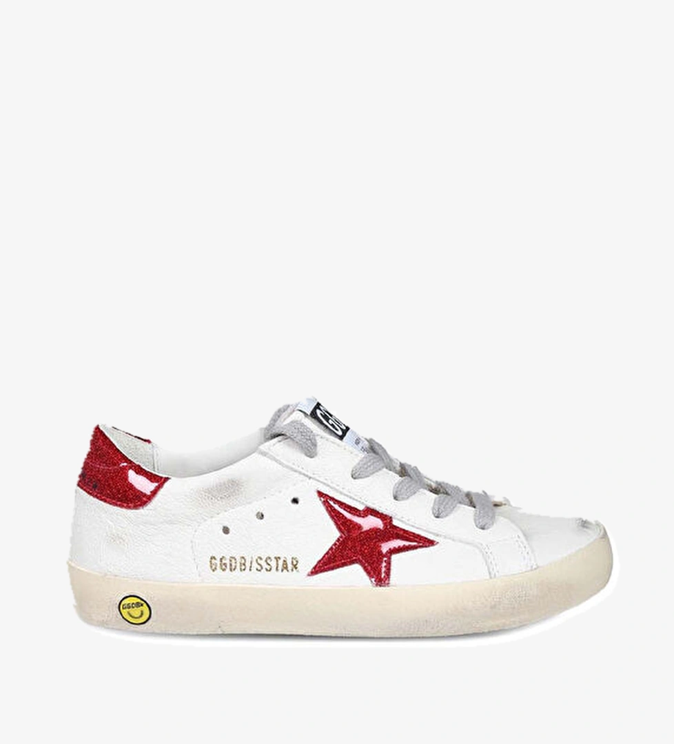 Sstar Beyaz Kırmızı Çocuk Deri Sneaker - Görsel 1