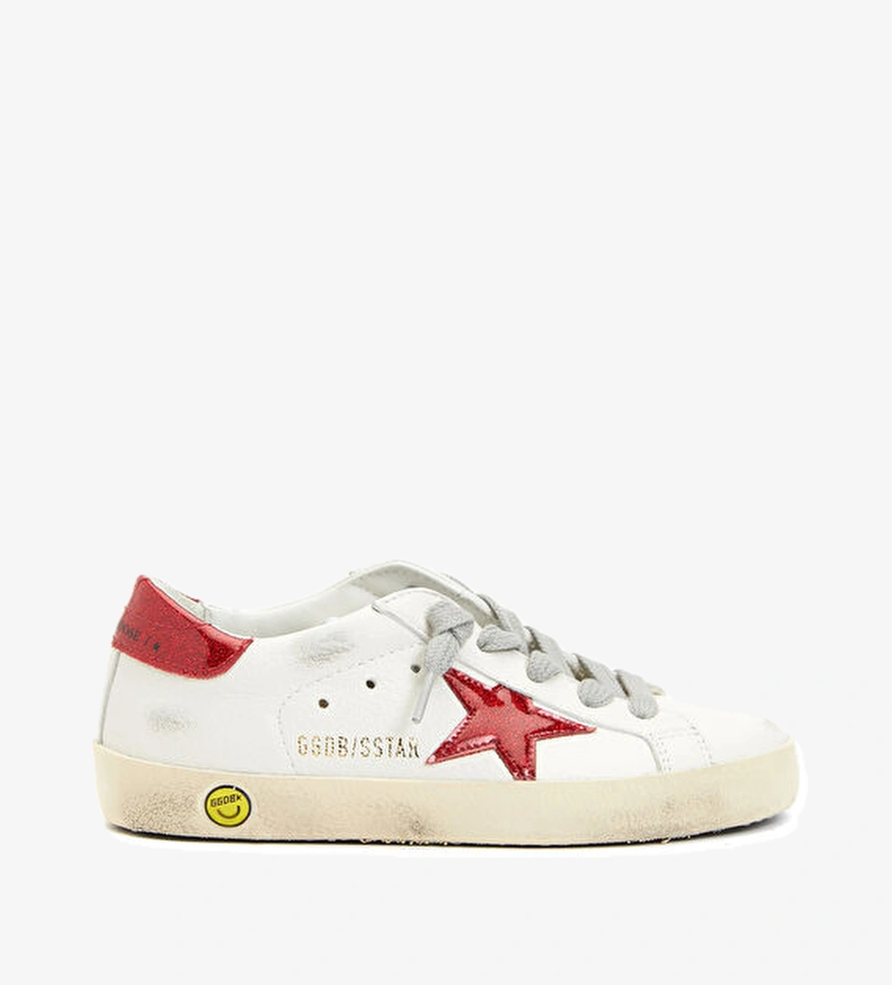 Super-Star Kırmızı Beyaz Çocuk Deri Sneaker - Görsel 1