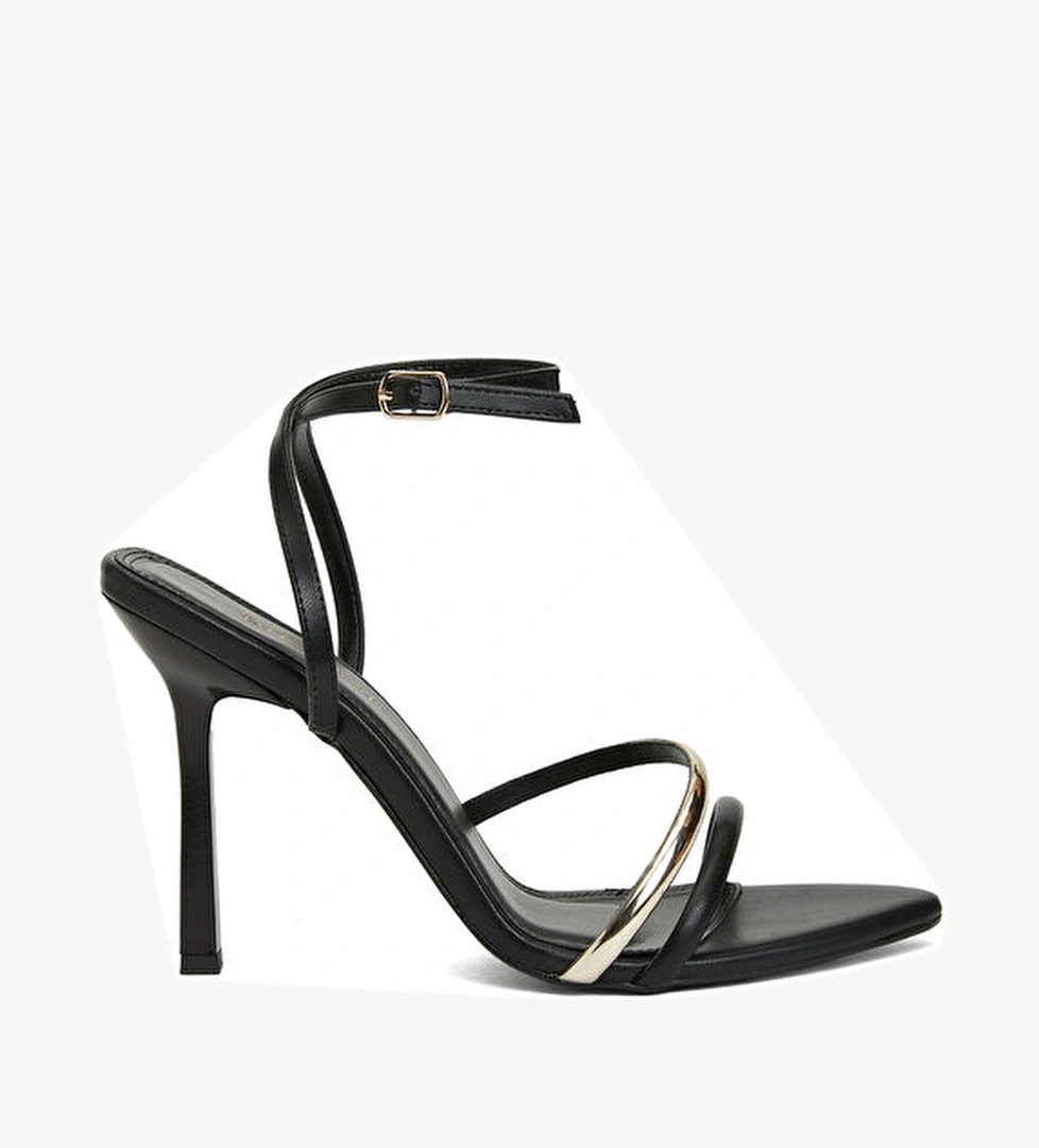 Siyah Kadın Deri Sandalet - Görsel 1