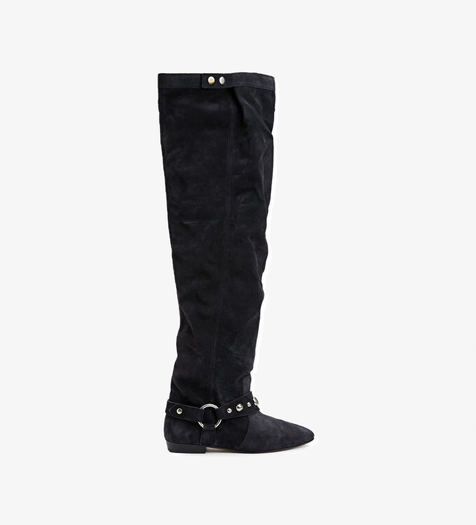 Selize Siyah Kadın Süet Çizme - Görsel 1