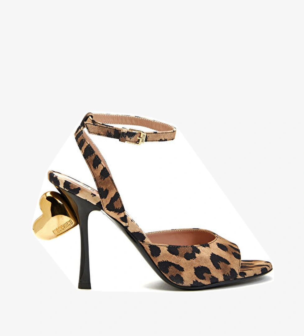 Moschino Leopar Desenli Deri Topuklu Ayakkabı model görseli