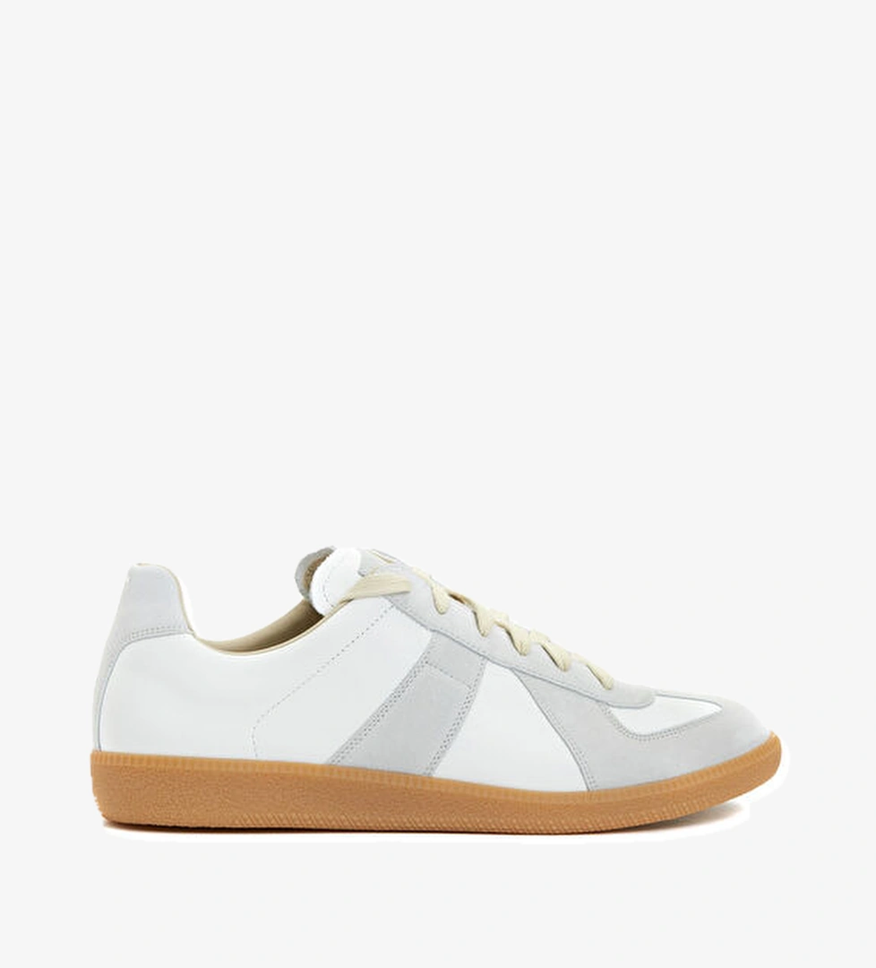 Replica Beyaz Gri Erkek Deri Sneaker - Görsel 1