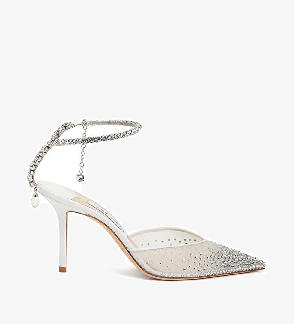 Jimmy Choo Saeda Beyaz Topuklu Ayakkabı model görseli
