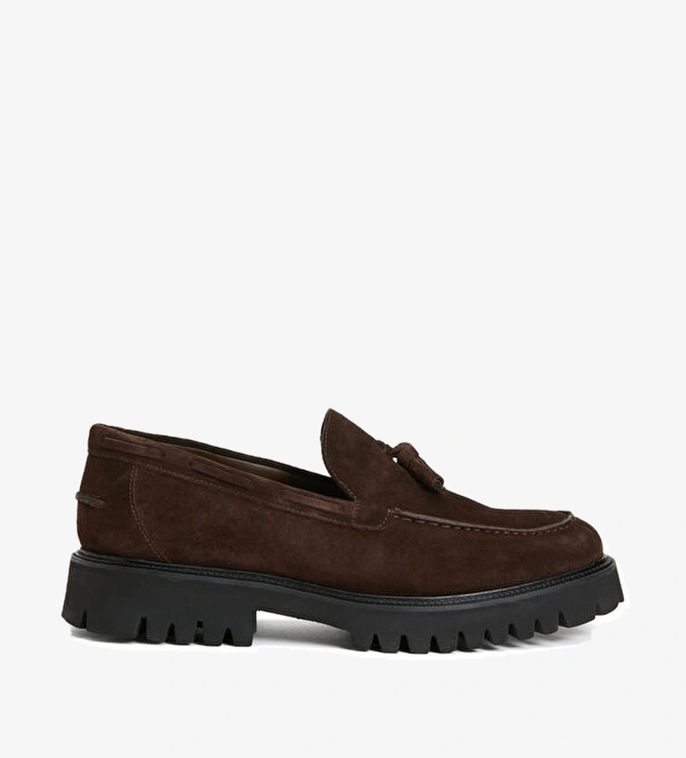 Kahverengi Püskül Detaylı Erkek Deri Loafer - Görsel 1