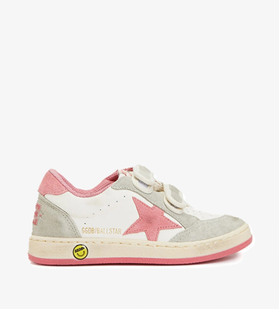 Golden Goose Ball Star Beyaz Pembe Çocuk Deri Sneaker model görseli