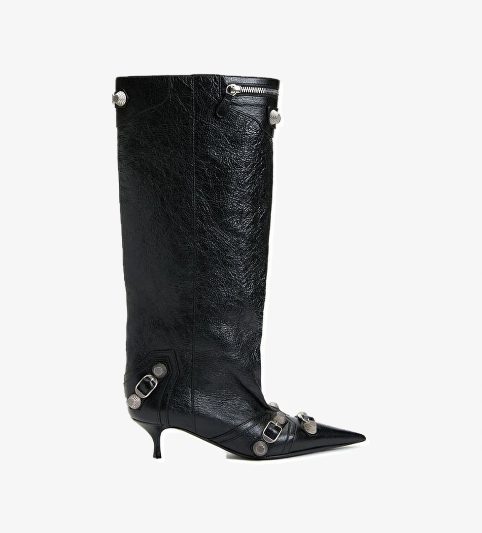 Balenciaga Cagole Wide Siyah Kadın Deri Çizme model görseli