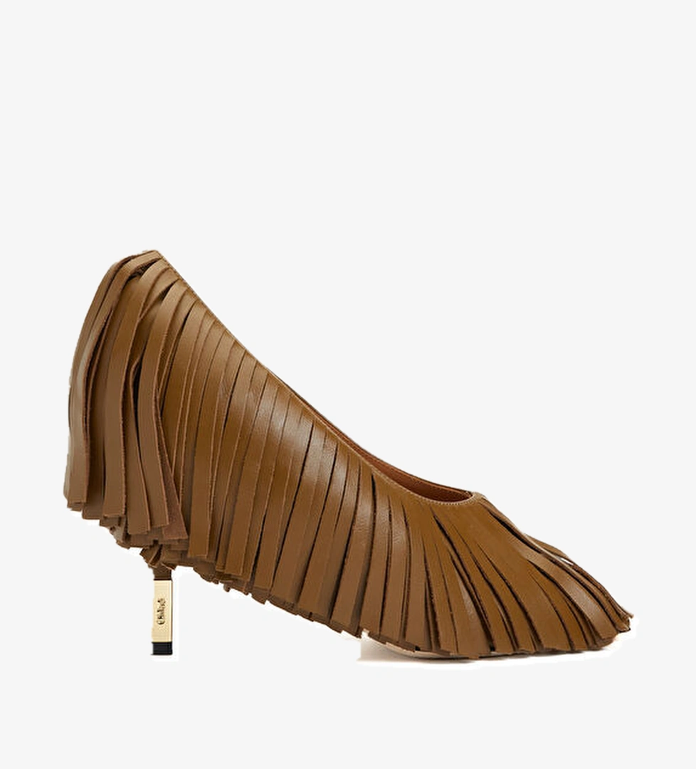 Chloe Mona Haki Deri Topuklu Ayakkabı model görseli