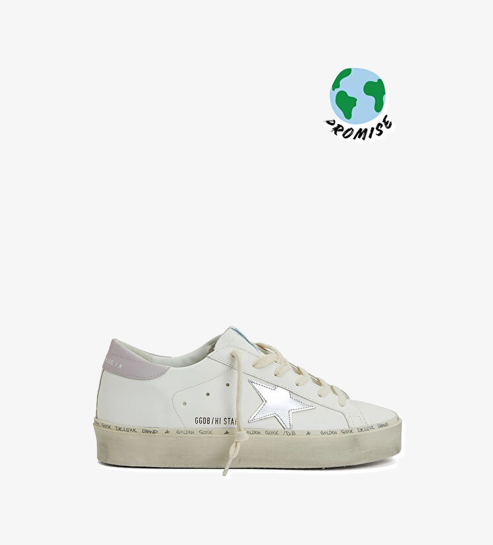 Hi-Star Beyaz Lila Kadın Deri Sneaker - Görsel 1