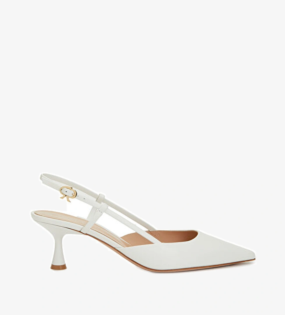 Gianvito Rossi Beyaz Deri Topuklu Ayakkabı model görseli