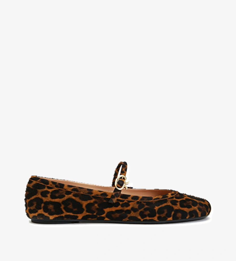 Gianvito Rossi Leopar Desenli Süet Babet model görseli