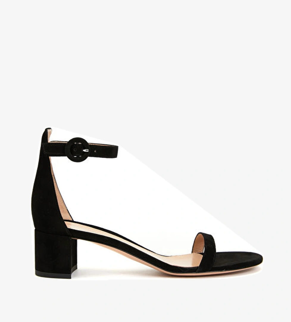 Siyah Kadın Süet Sandalet - Görsel 1