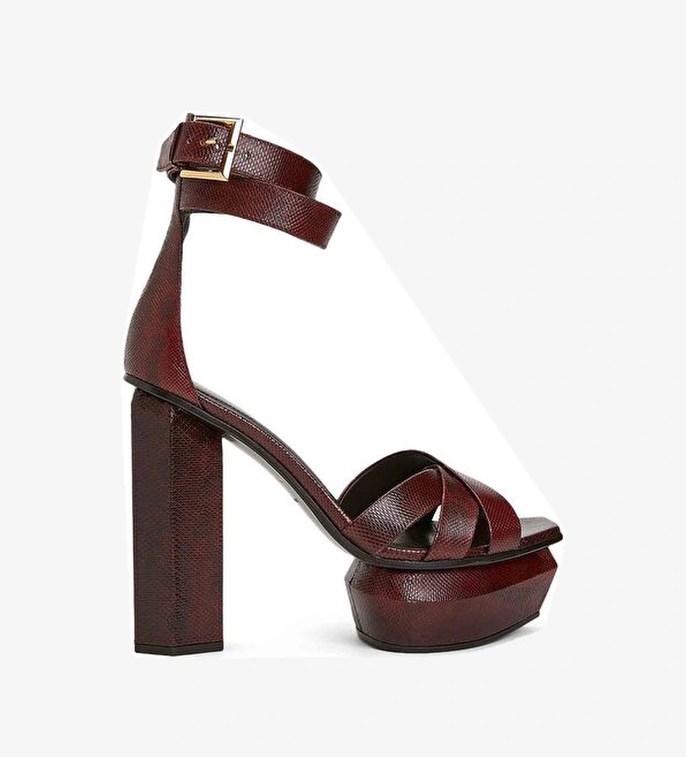 Balmain Bordo Deri Topuklu Ayakkabı model görseli