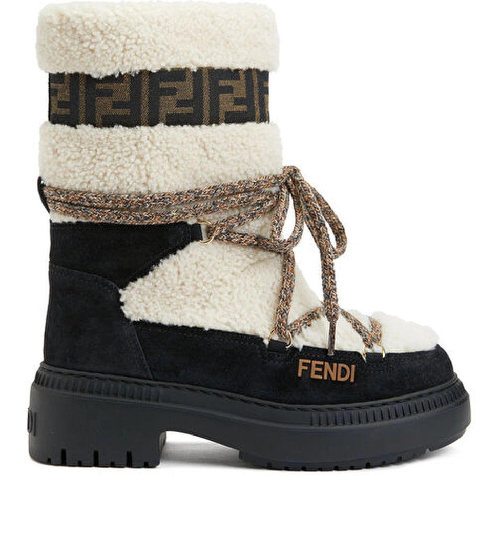 Beyaz Logo Detaylı Kadın Kar Botu - Görsel 1