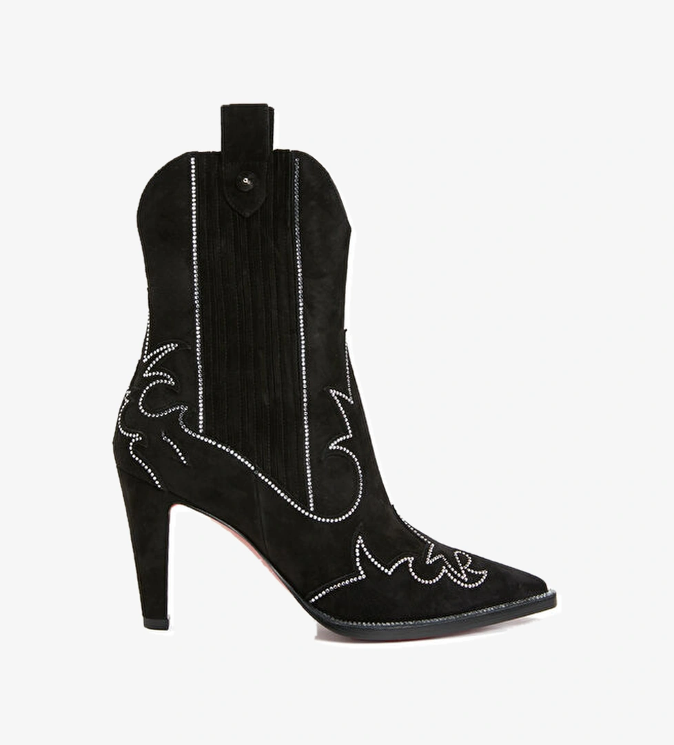 Christian Louboutin Santigag Strass Siyah Kadın Deri Bot model görseli