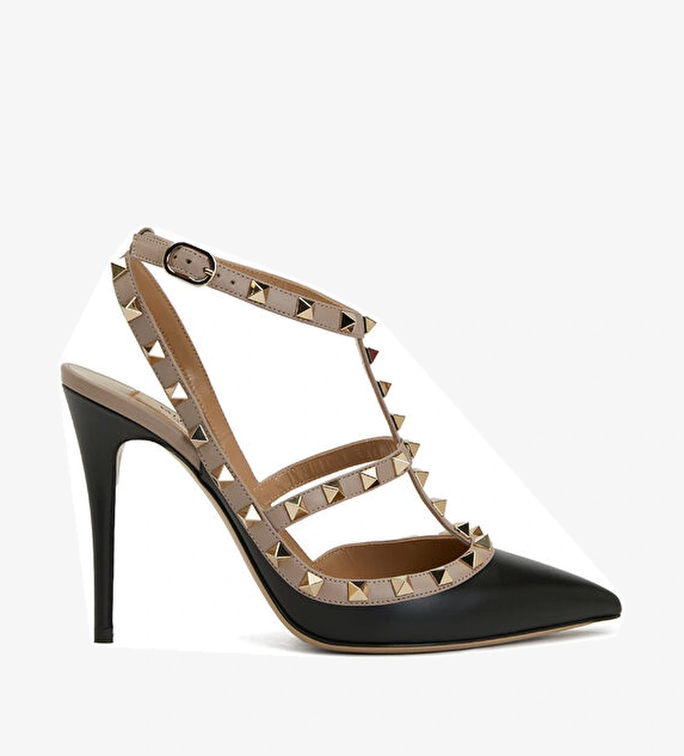 Valentino Garavani Rockstud Siyah Deri Topuklu Ayakkabı model görseli