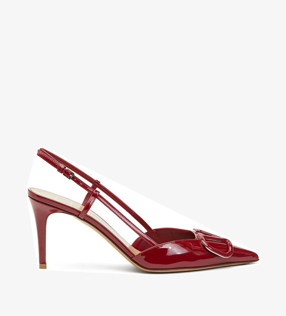 Valentino Garavani VLogo Kırmızı Deri Topuklu Ayakkabı model görseli