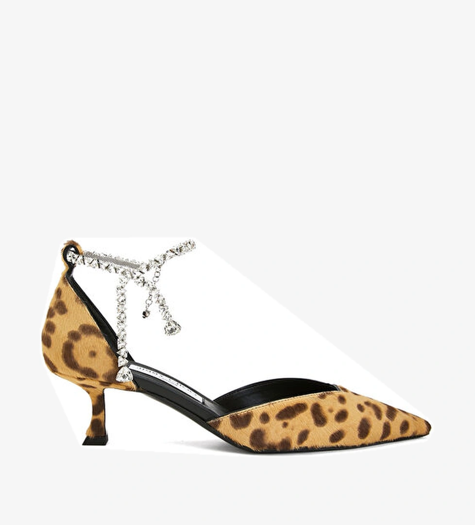 Jimmy Choo Stevie Leopar Süet Topuklu Ayakkabı model görseli