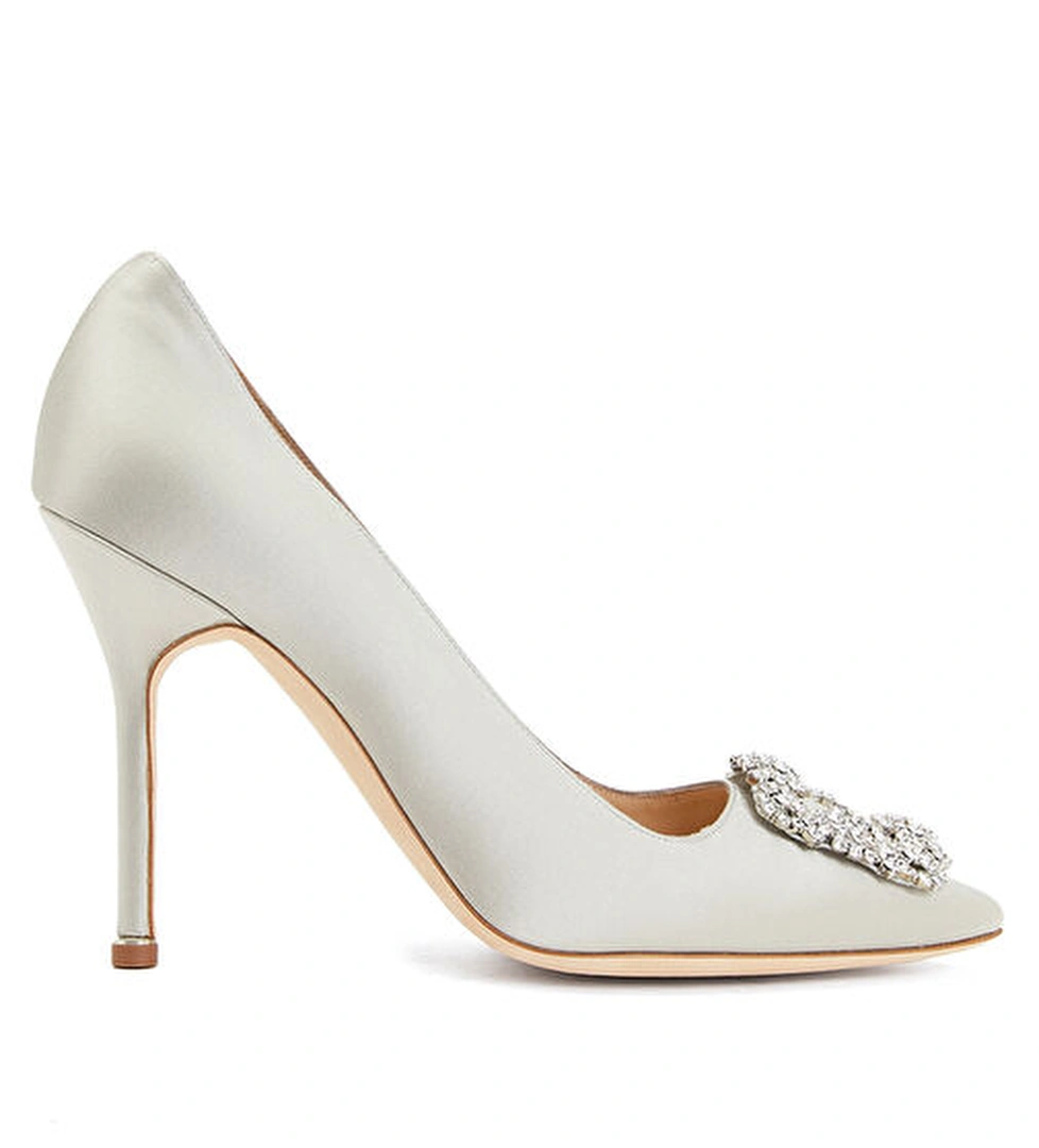 Hangisi Gri Saten Topuklu Ayakkabı - Görsel 1