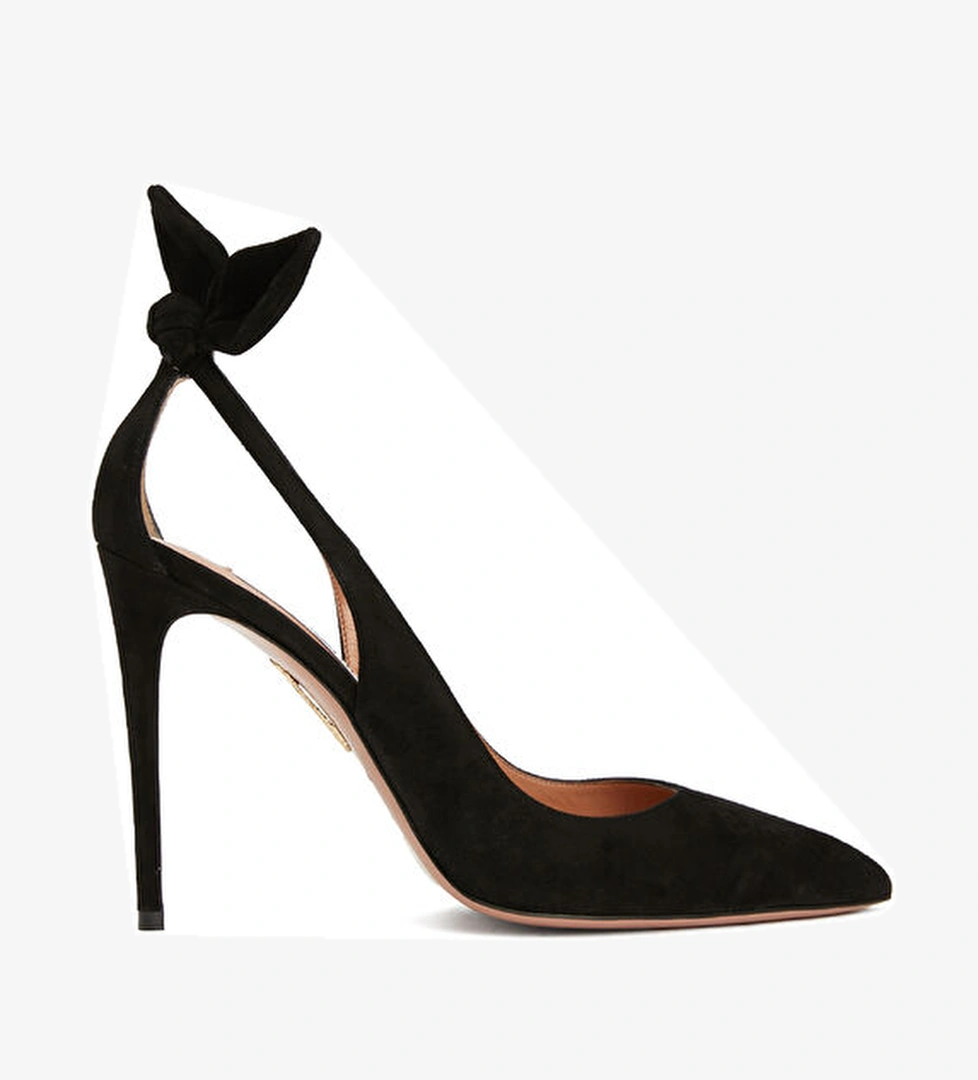 Aquazzura Bow Siyah Deri Topuklu Ayakkabı model görseli