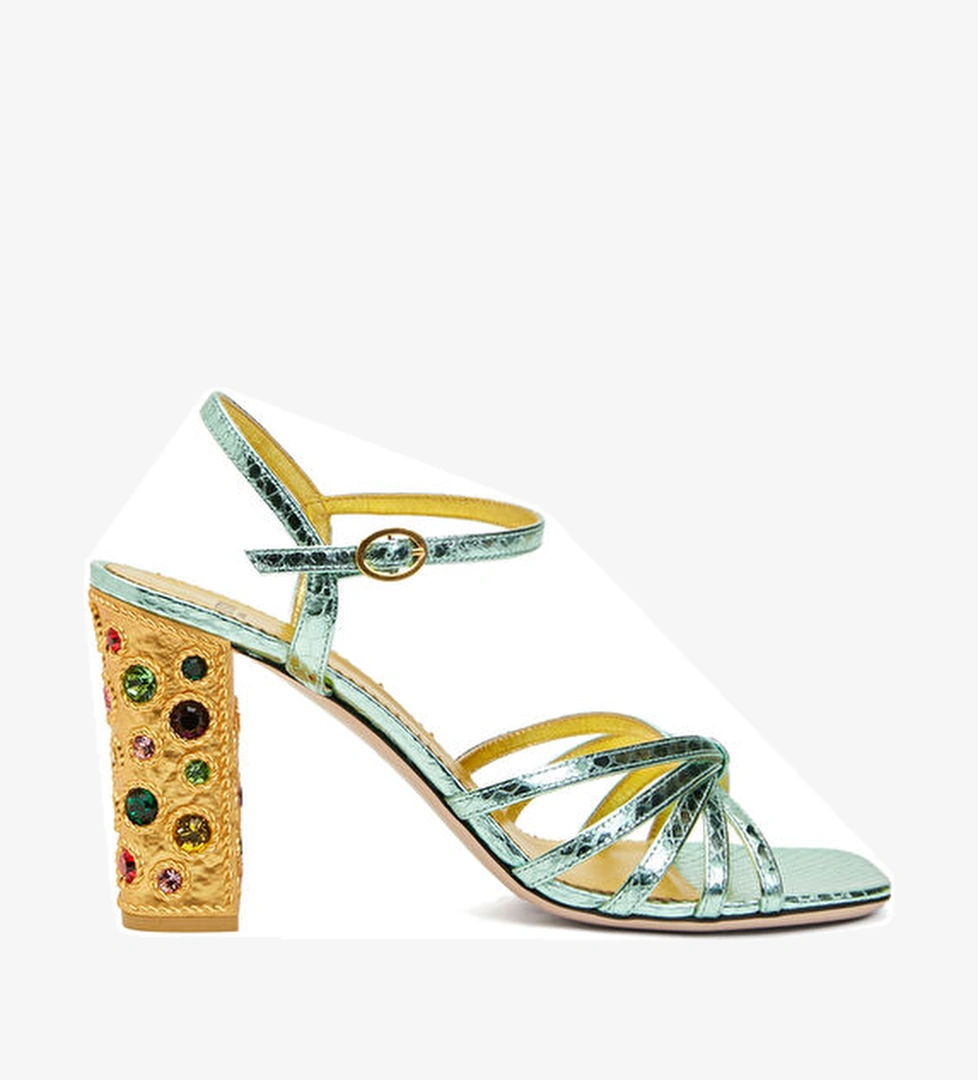 Valentino Garavani Su Yeşili Kadın Deri Sandalet model görseli