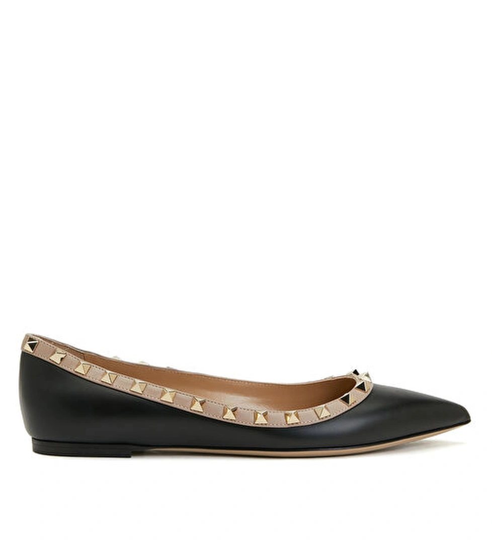 Valentino Garavani Rockstud Siyah Deri Babet model görseli