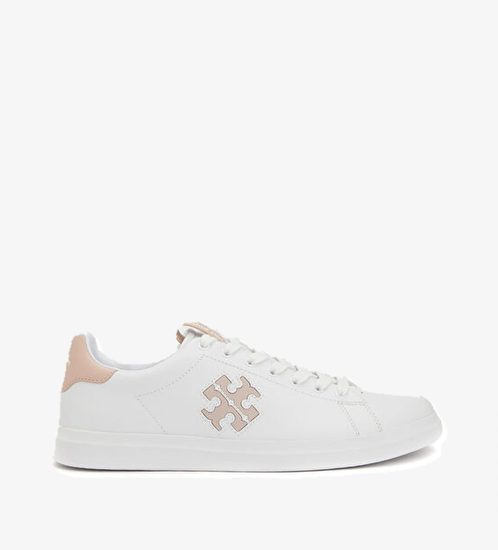 Double T Howell Court Beyaz Pudra Deri Sneaker - Görsel 1