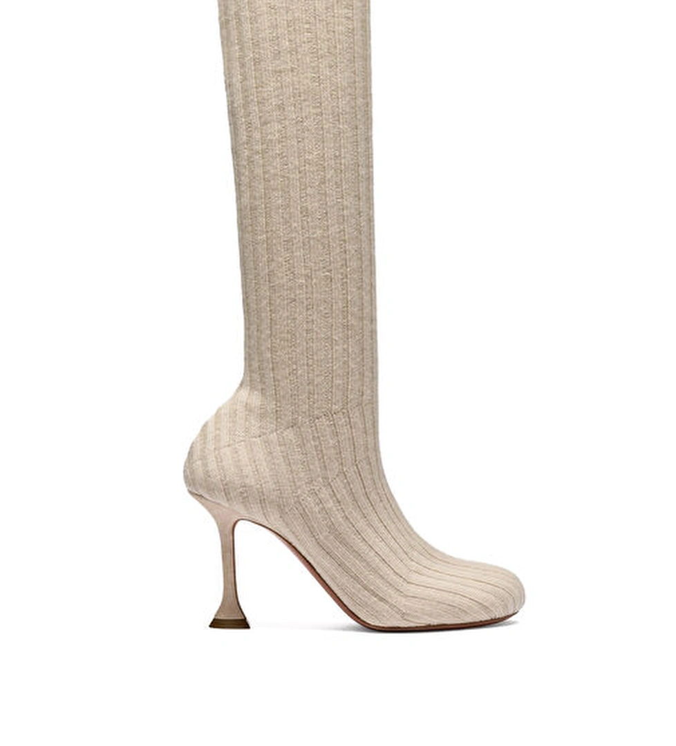 Amina Muaddi Veneda Bej Kadın Yün Çizme model görseli