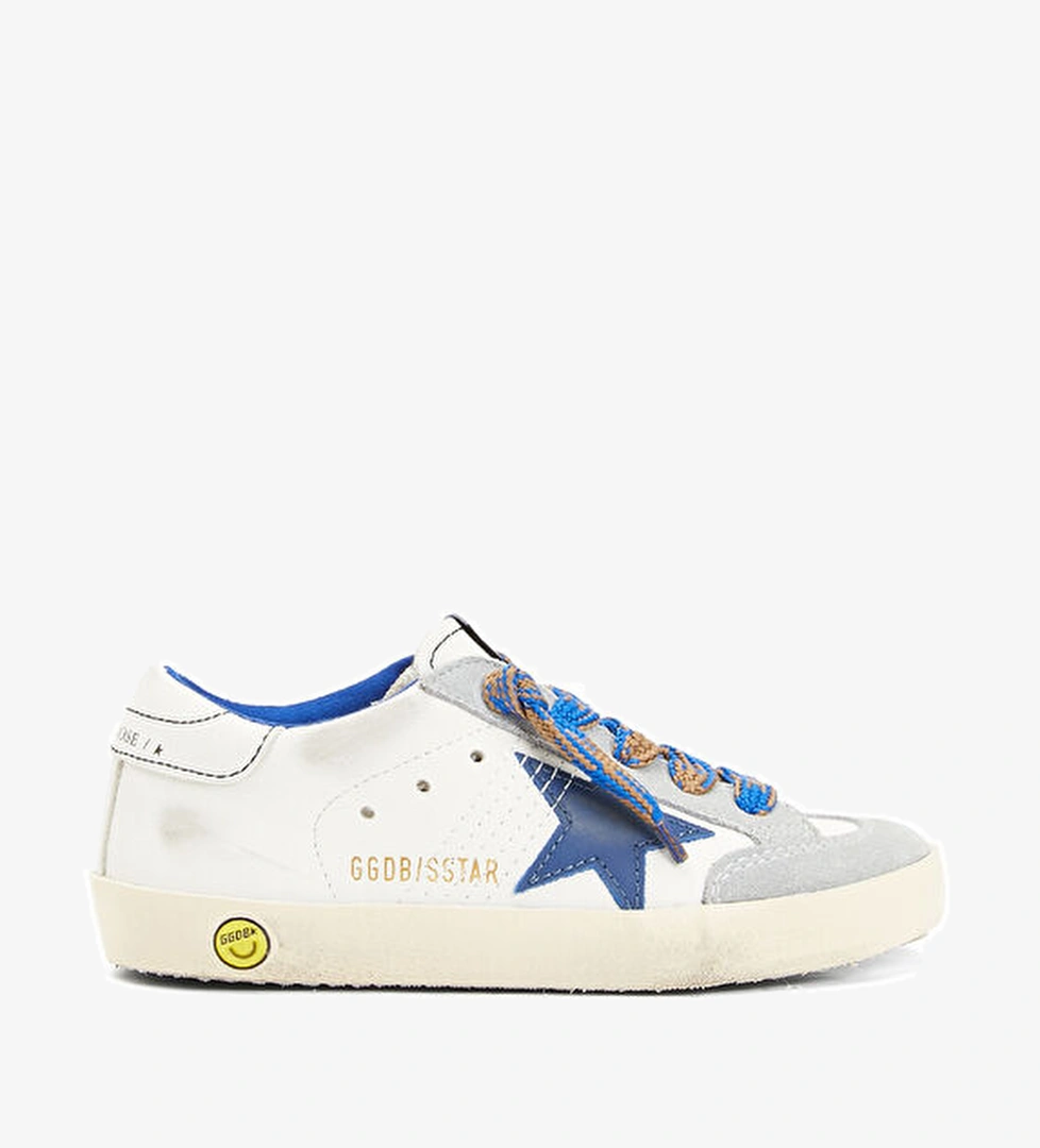 Golden Goose Super Star Mavi Beyaz Unisex Çocuk Deri Sneaker model görseli