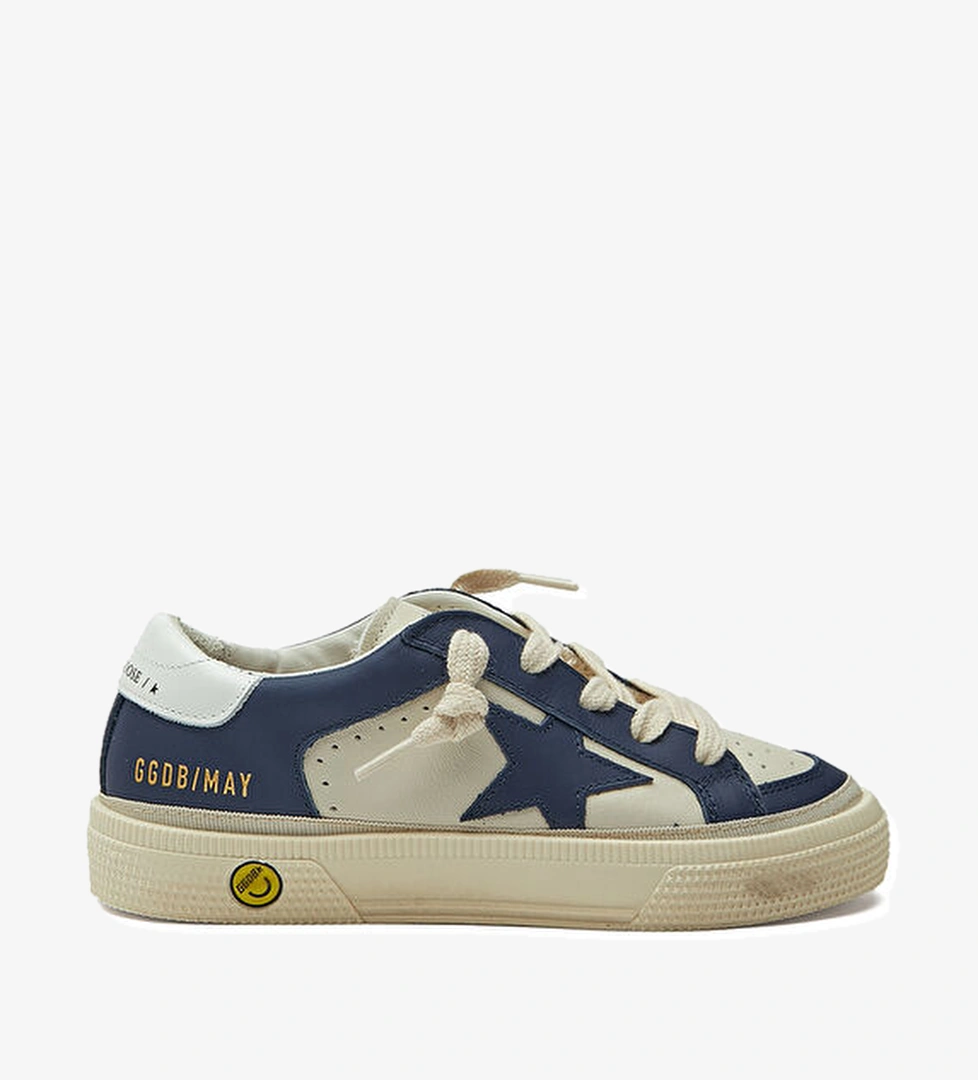 Golden Goose May Beyaz Mavi Unisex Çocuk Deri Sneaker model görseli