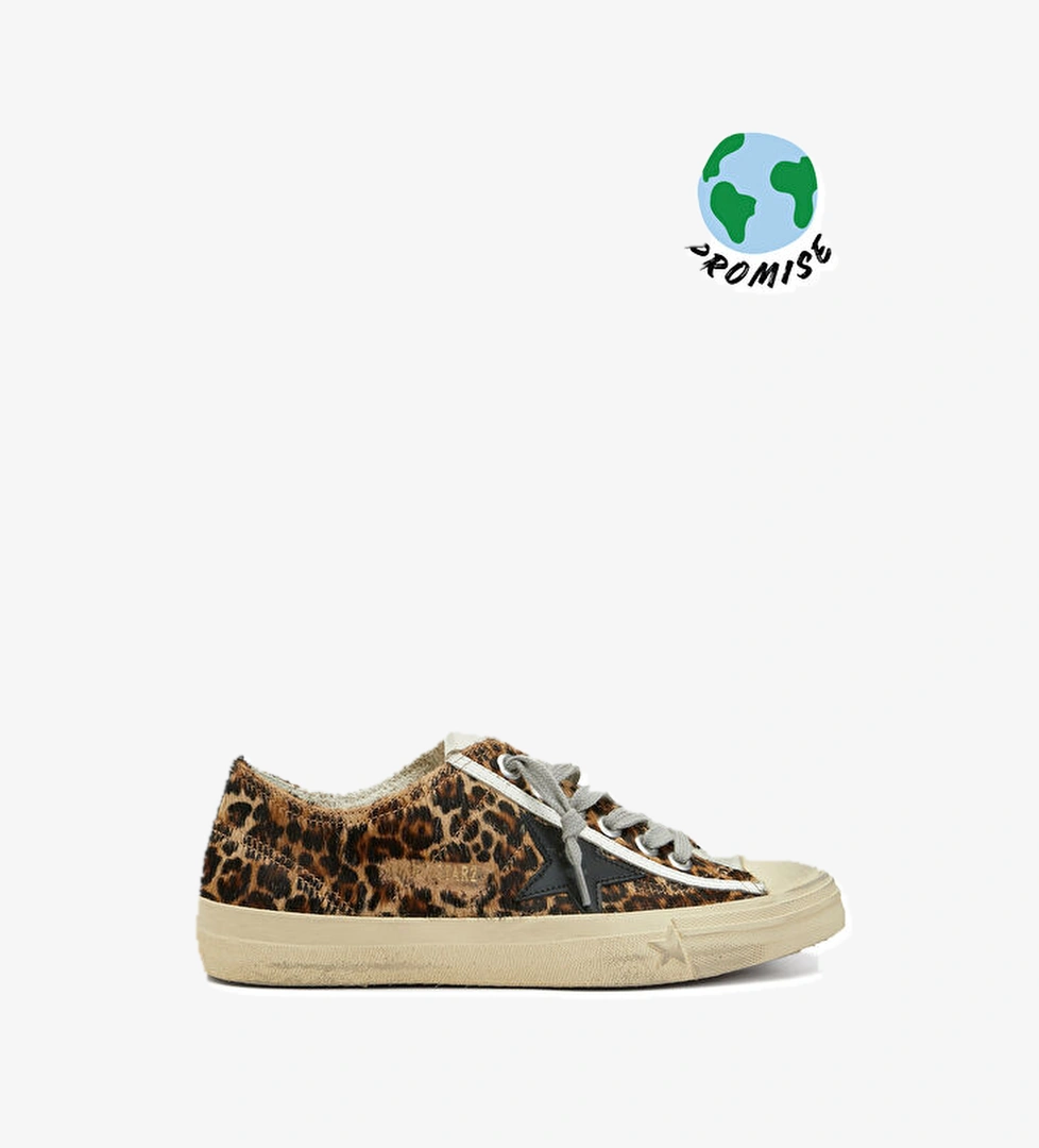 Golden Goose V Star Leopar Desenli Kadın Deri Sneaker model görseli