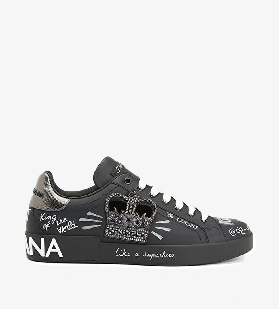 Dolce&gabbana Siyah Logolu Erkek Deri Sneaker model görseli