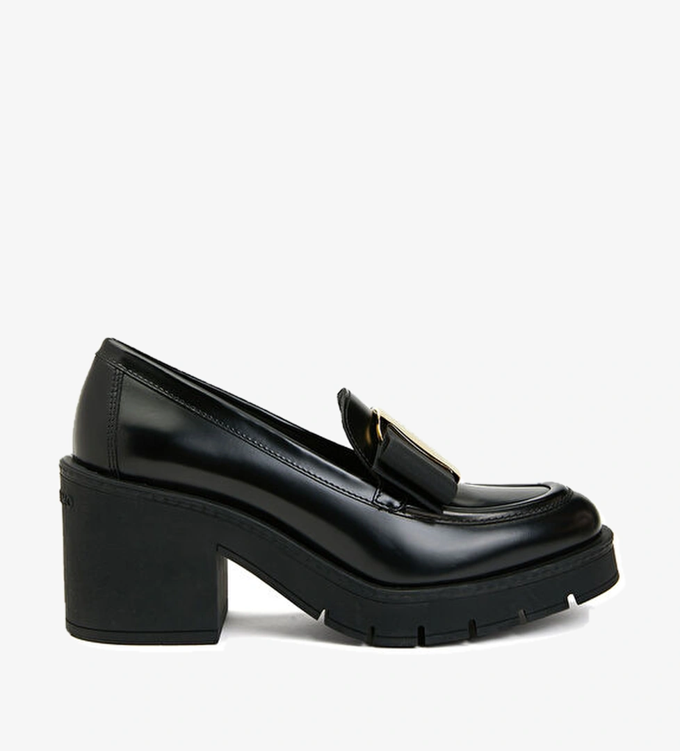 Siyah Kadın Deri Loafer - Görsel 1