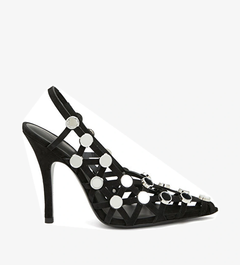 The Attico Siyah Deri Topuklu Ayakkabı model görseli