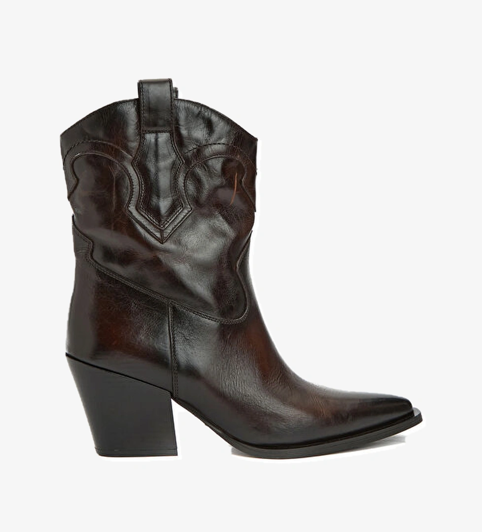 Kahverengi Kadın Deri Bot - Görsel 1