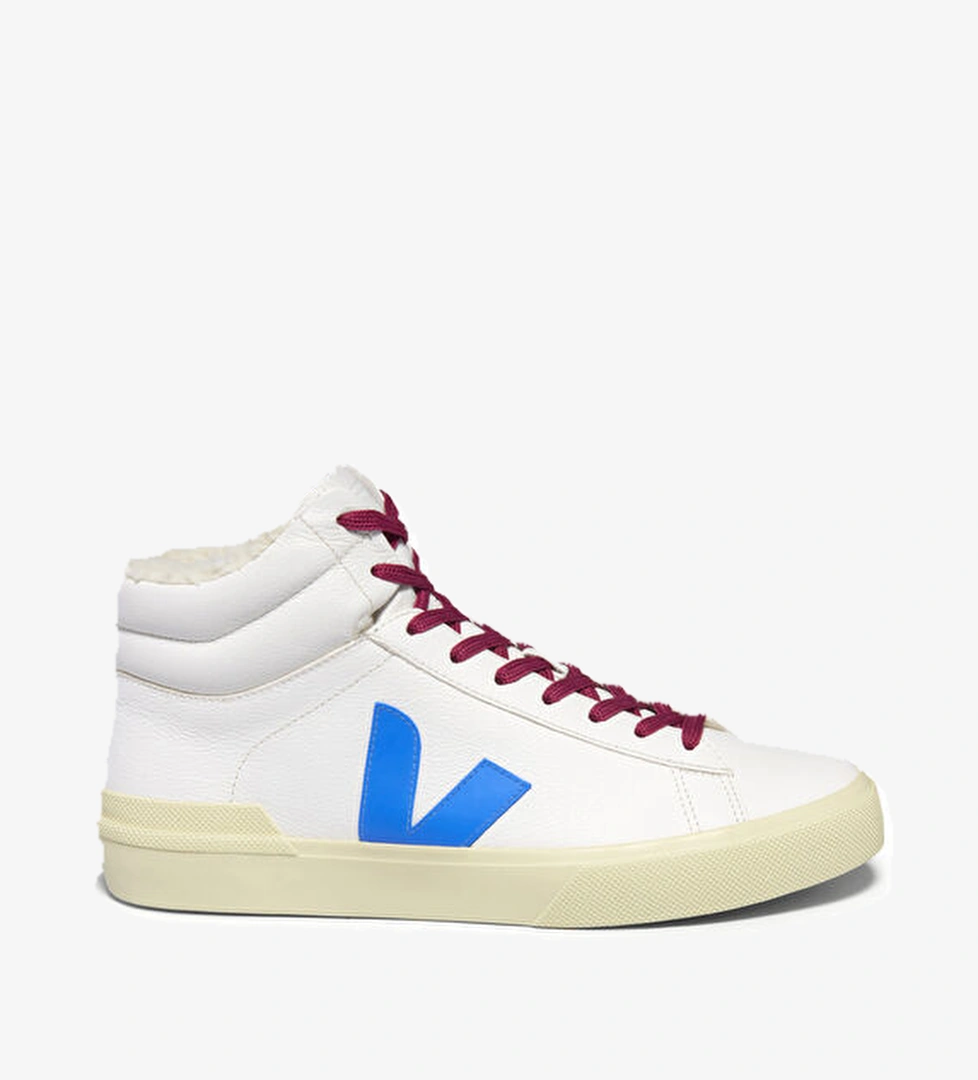 Veja Minotaur Beyaz Mavi Kadın Deri Bilek Boy Sneaker model görseli