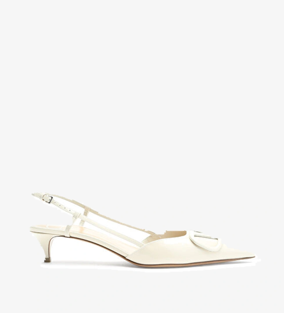 Valentino Garavani Ekru Deri Topuklu Ayakkabı model görseli
