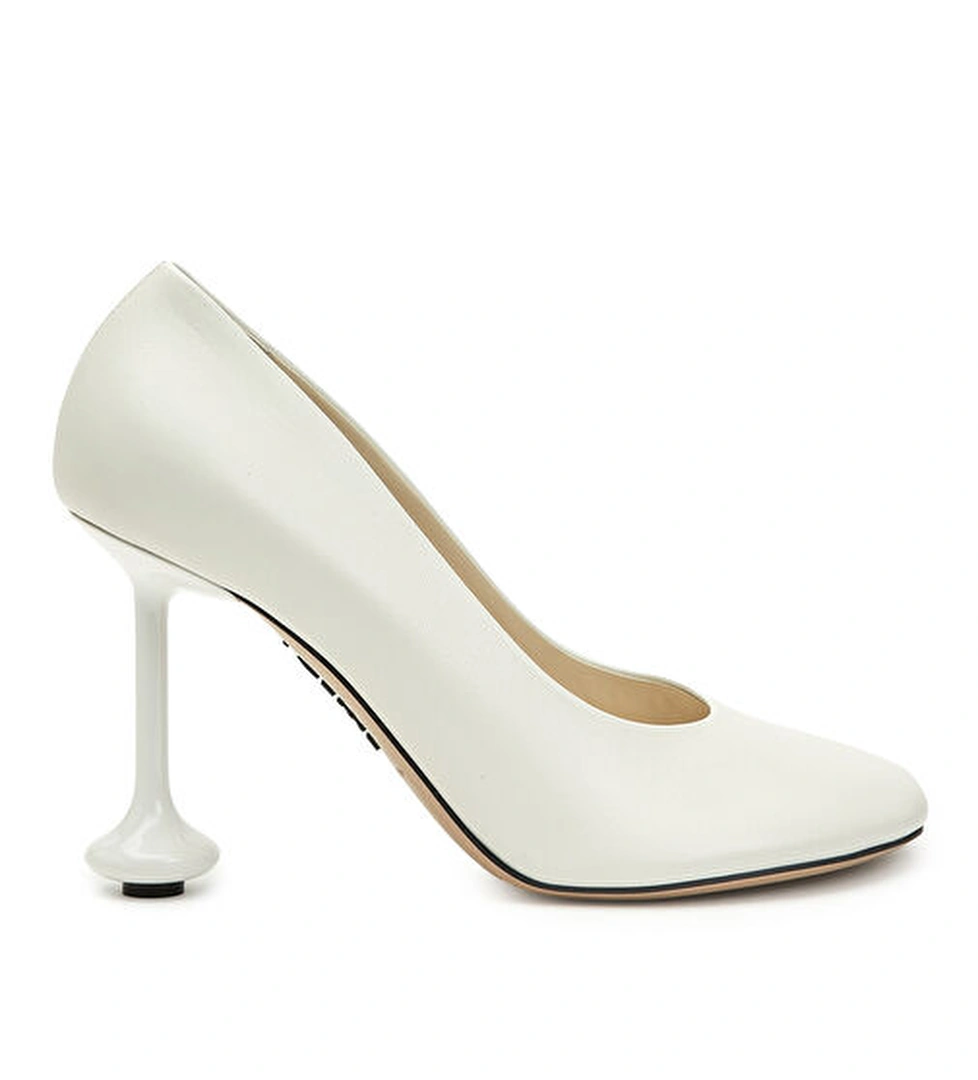 Toy Beyaz Kadın Deri Topuklu Ayakkabı - Görsel 1