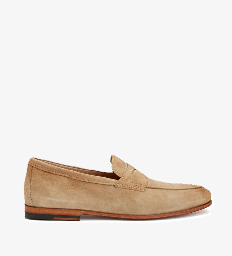 Santoni Bej Erkek Süet Loafer model görseli