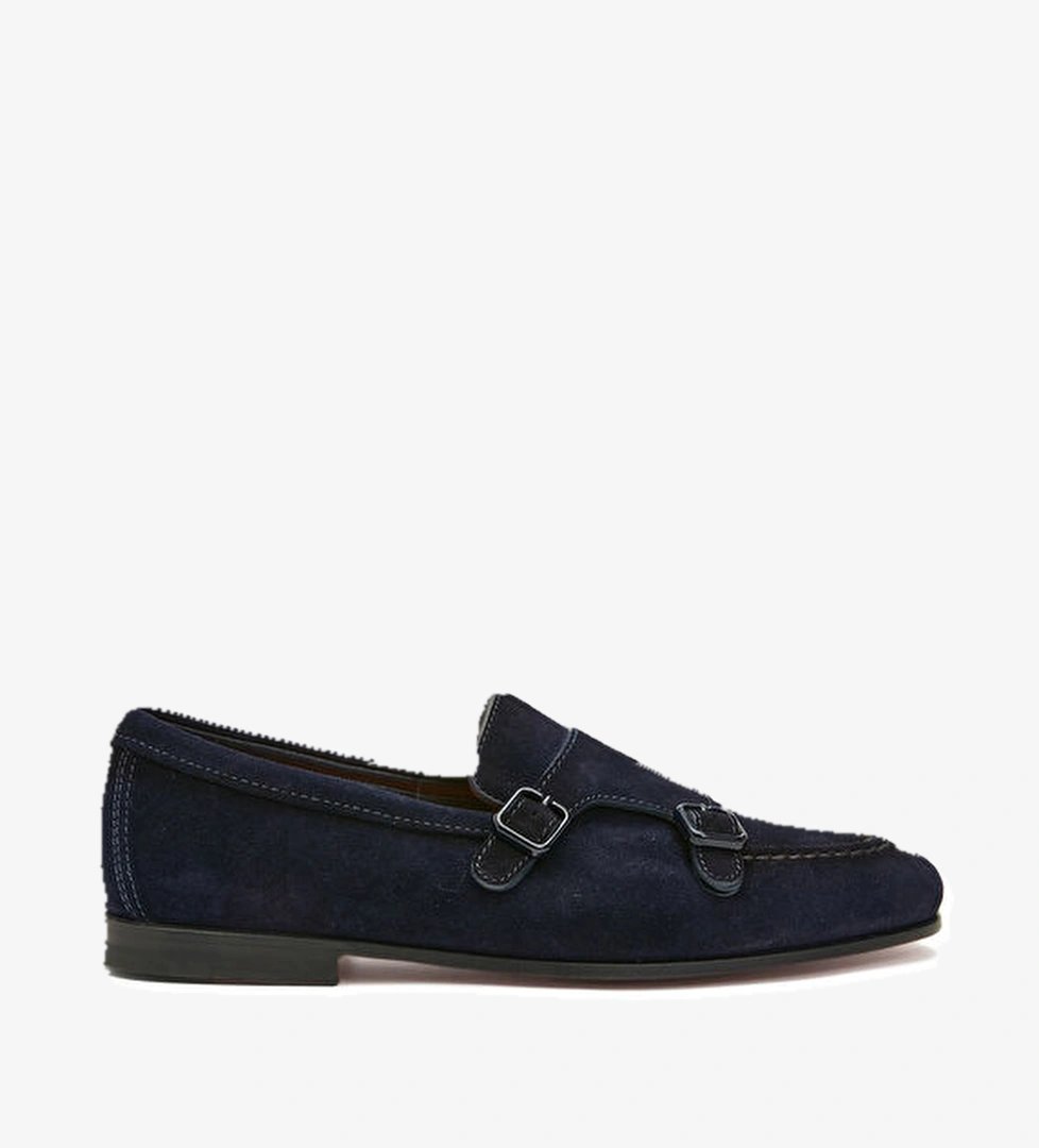 Santoni Mavi Erkek Süet Loafer model görseli