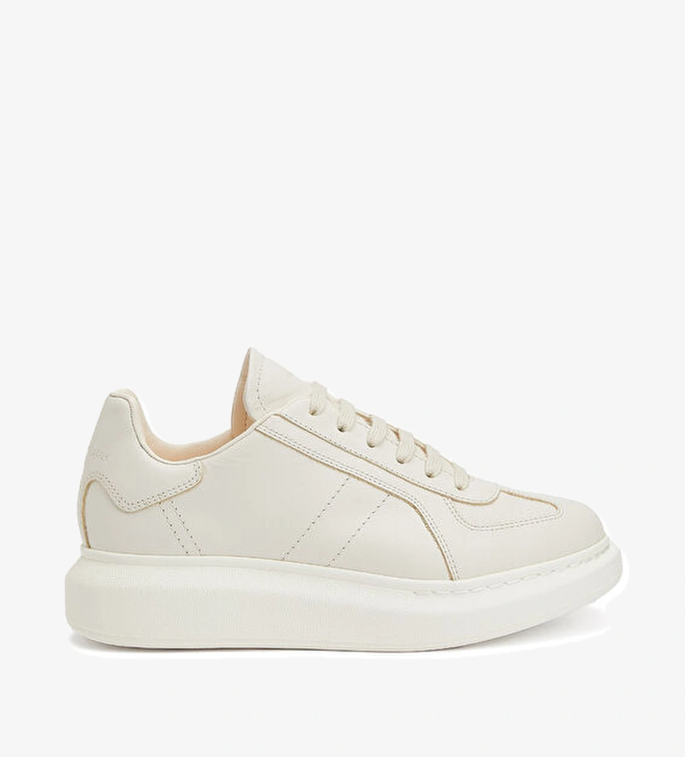 Oversized Kırık Beyaz Kadın Deri Sneaker - Görsel 1