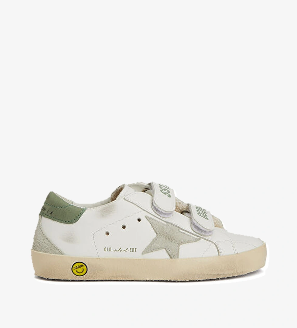 Golden Goose Old School Beyaz Yeşil Unisex Çocuk Deri Sneaker model görseli