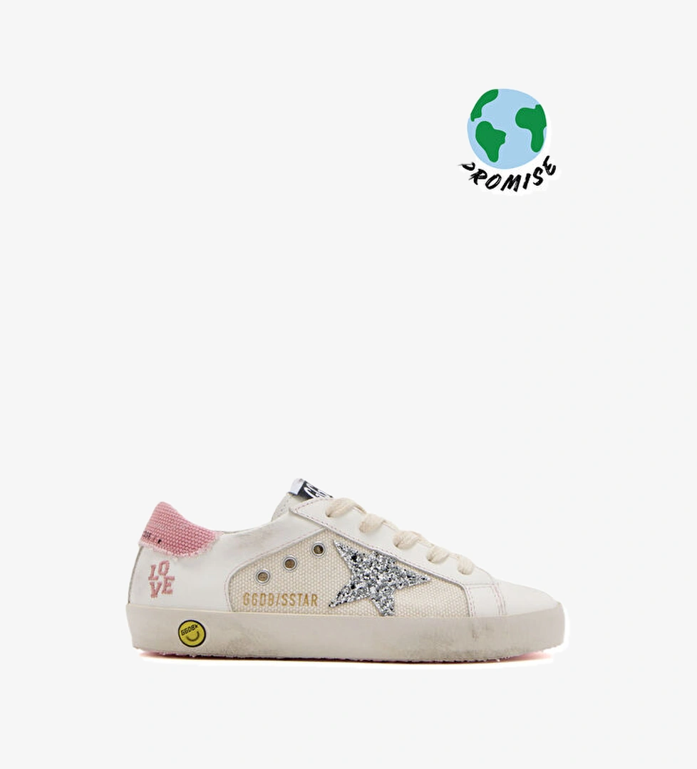 Golden Goose SuperStar Pembe Beyaz Kız Çocuk Deri Sneaker model görseli