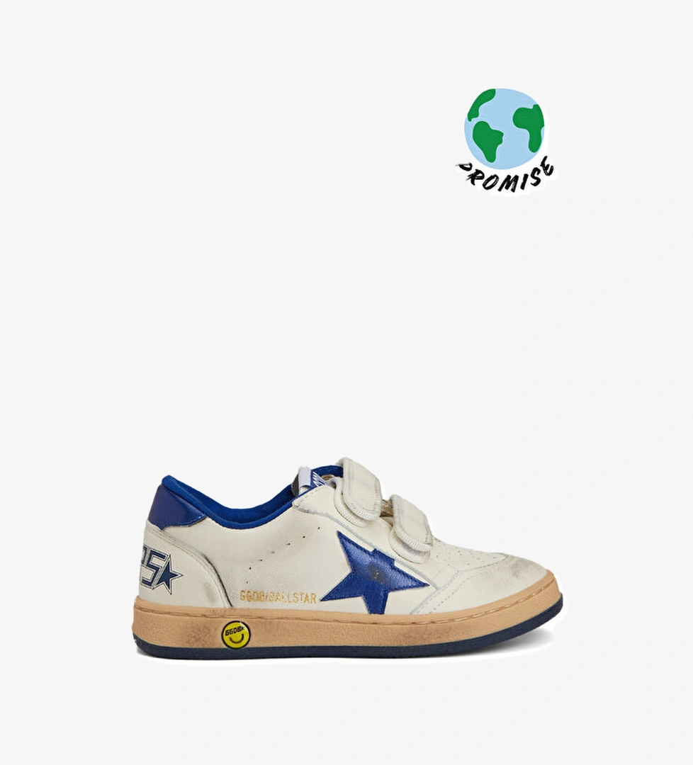 Golden Goose Ball Star Mavi Beyaz Unisex Çocuk Deri Sneaker model görseli