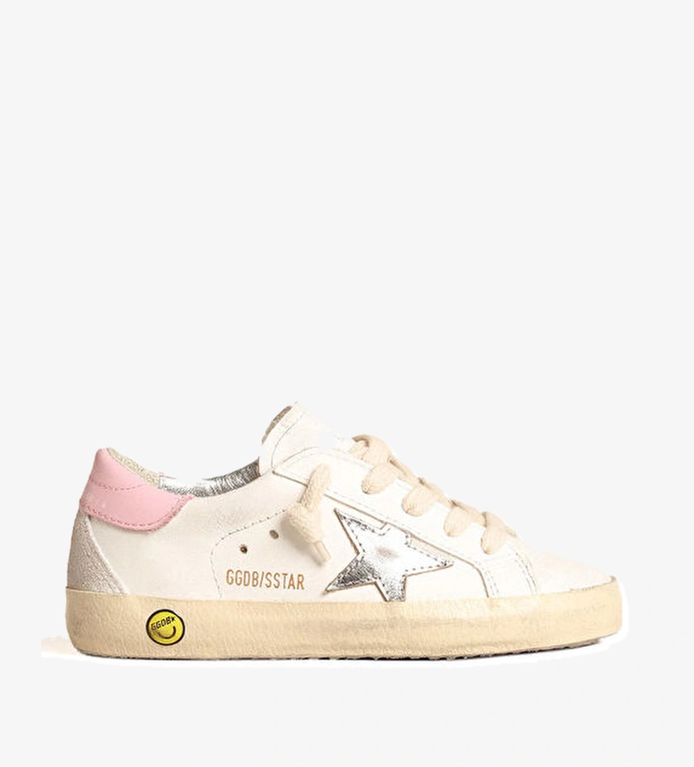 Golden Goose Super Star Pembe Beyaz Kız Çocuk Deri Sneaker model görseli