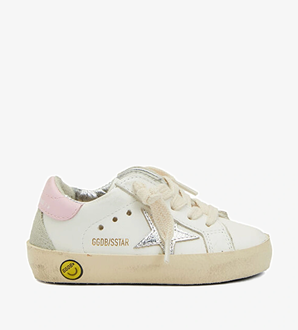 Golden Goose Super Star Pembe Beyaz Kız Çocuk Deri Sneaker model görseli