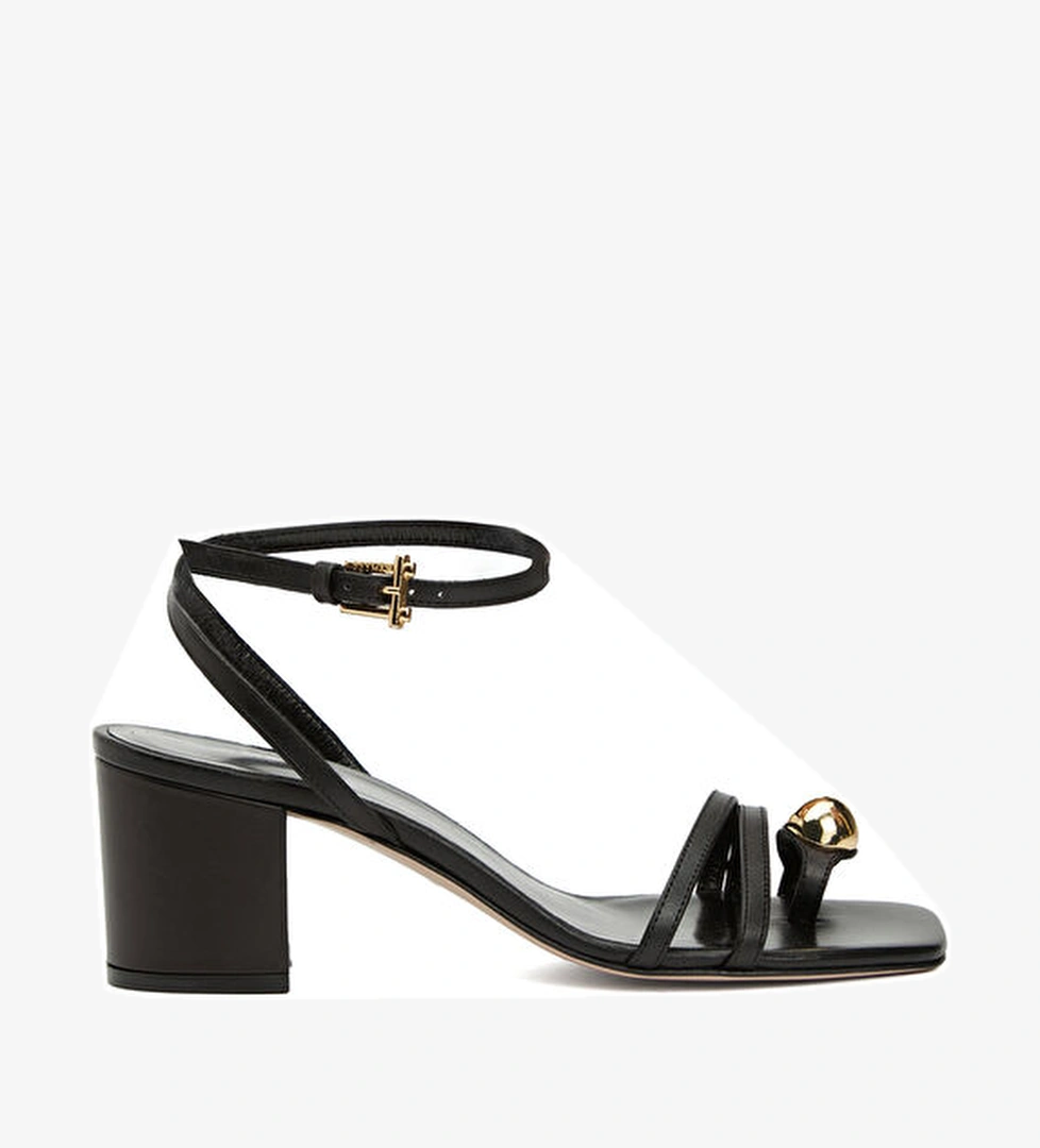 Siyah Kadın Deri Sandalet - Görsel 1